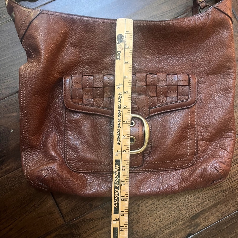 VTG Coach Bleecker hobo Brown Pebbled Leather Woven Shoulder Bag 12378 - Picture 8 of 9